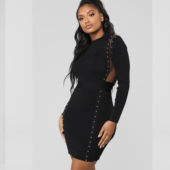 Black Studded & Sheer Dress - Picture 6 of 8